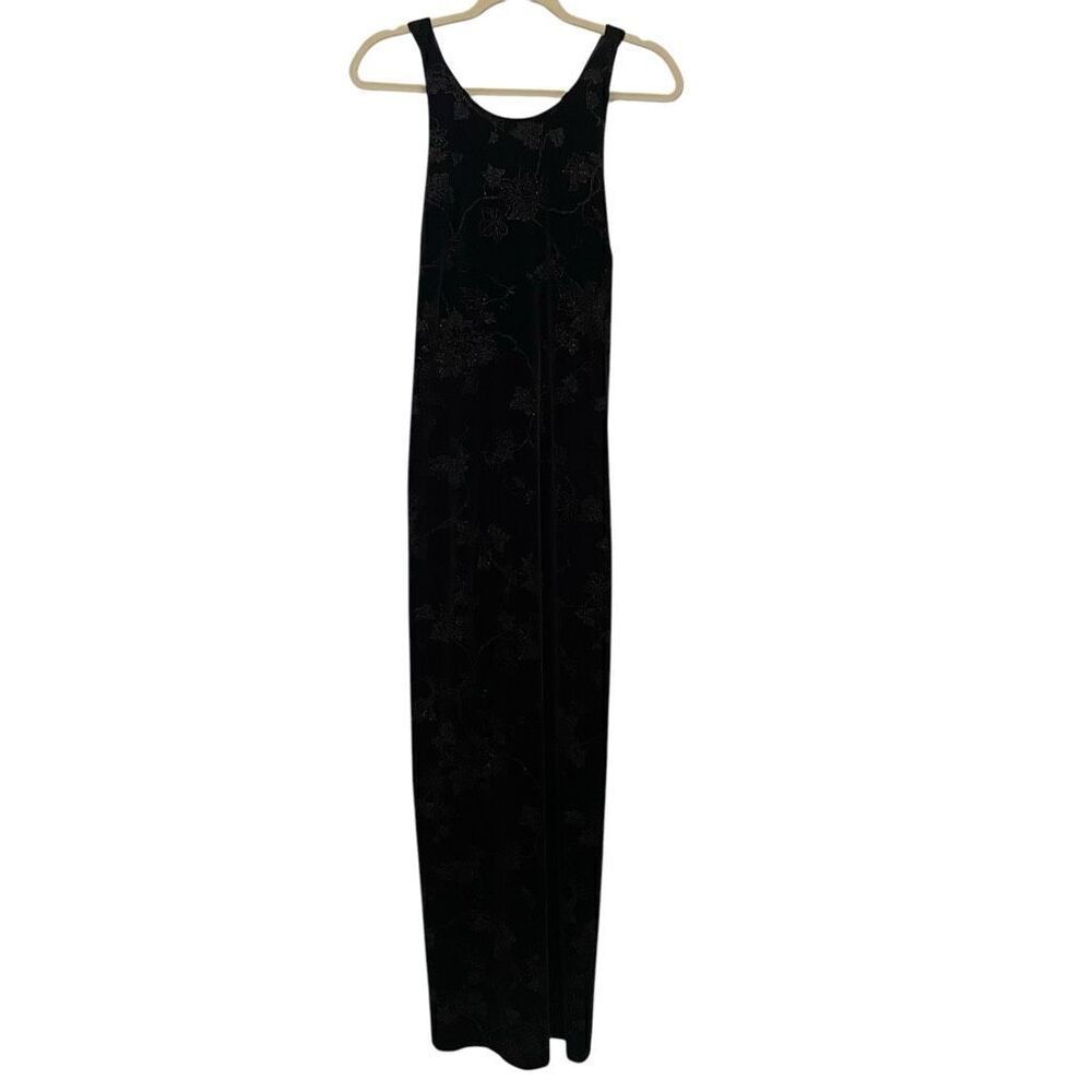 Hampton Nites Y2K 90’s Black Velvet Glitter Formal Prom Long Dress Women’s Sz 8